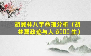 胡翼林八字命理分析（胡林翼政迹与人 🐝 生）